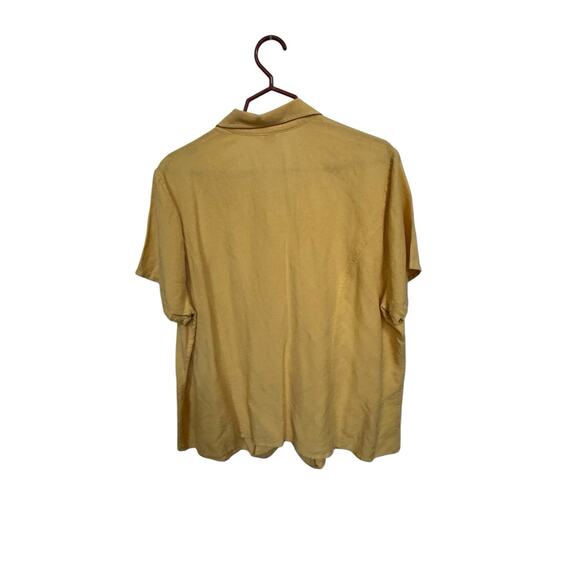 Christopher & Banks XL Button Blouse Shirt Short Sleeve Rayon Linen Yellow READ - Picture 3 of 9